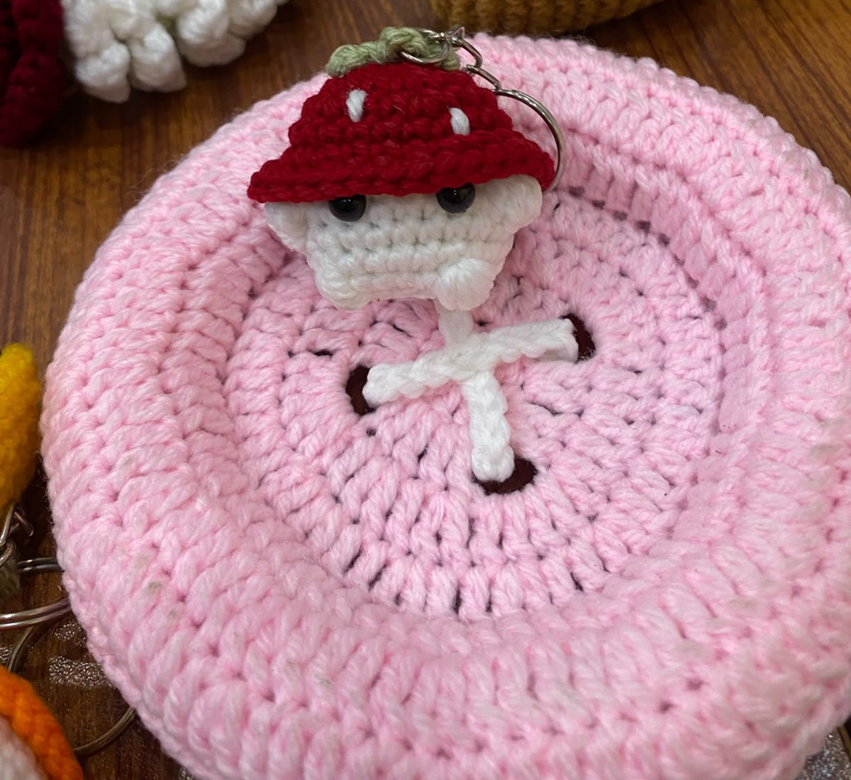 Strawberry Mushroom Keychain
